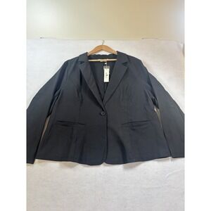 Agnes Orinda Blazer Women 3XL Black Notched Lapel Stretch Office Boss Career NWT
